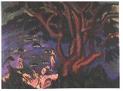 Ernst Ludwig Kirchner red tree on the beach oil painting artist